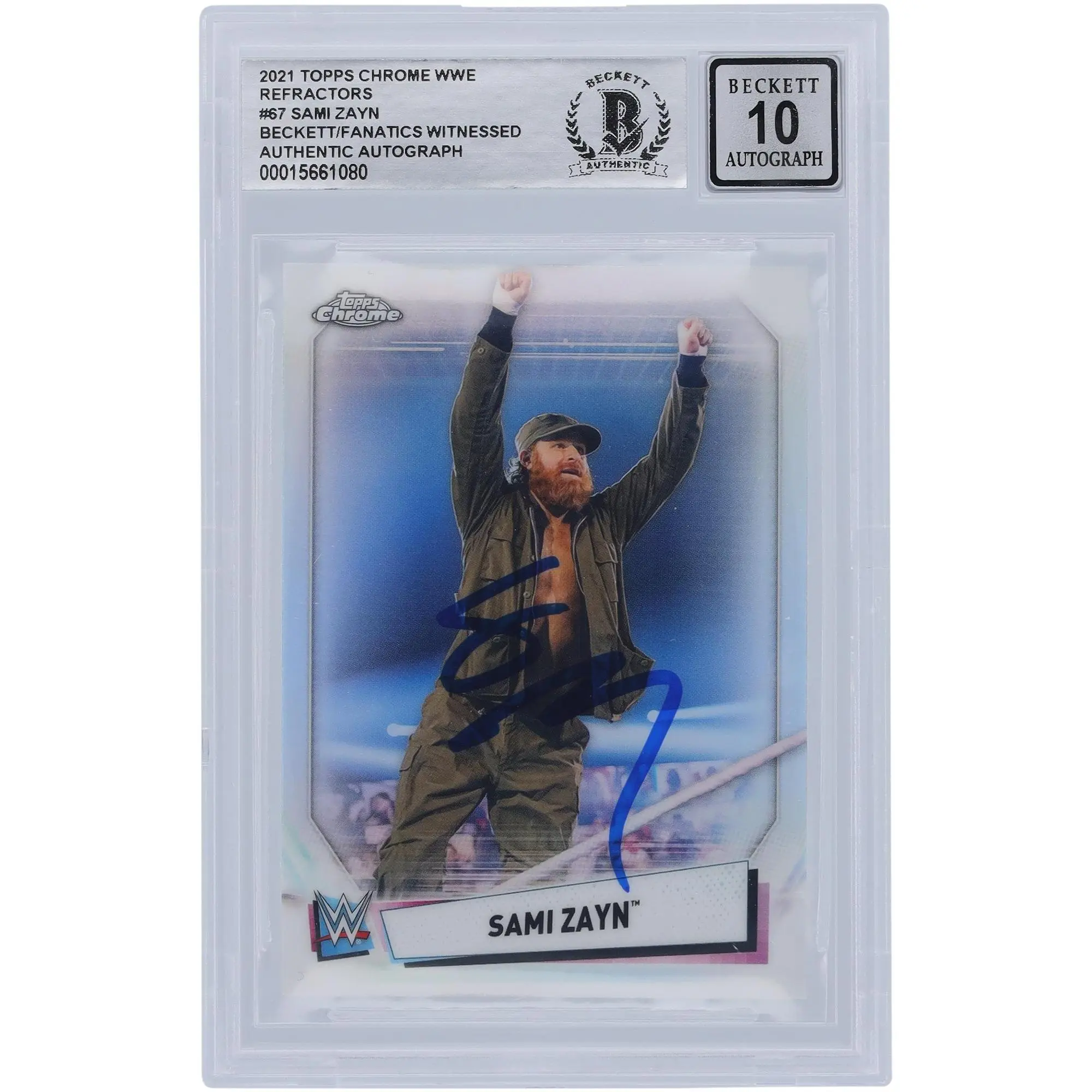 Sami Zayn WWE Autographed 2021 Topps Chrome Refractors #67 Beckett Fanatics Witnessed Authenticated 10 Card - Fanatics Authentic Certified