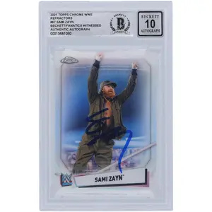 Sami Zayn WWE Autographed 2021 Topps Chrome Refractors #67 Beckett Fanatics Witnessed Authenticated 10 Card - Fanatics Authentic Certified
