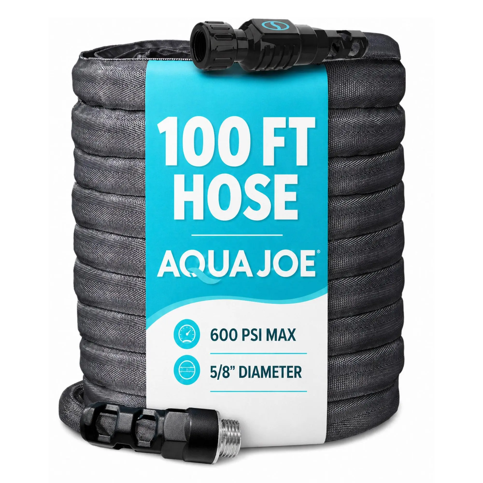 Aqua Joe FiberJacket Garden Hose, Kink-Resistant, 100' x 5/8" Diameter