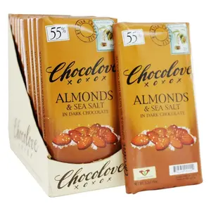 Chocolove Dark Chocolate Almonds And Sea Salt Bars 3.2 Oz (Pack 12)