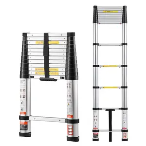 fathersdaygift VEVOR 12.5ft Telescoping Ladder, Aluminum Lightweight Multi-Purpose Collapsible Extension, One-Touch Retraction Ladder, Heavy Duty 330LBS Max Capacity with Non-Slip Feet, for Home, Outdoor Work, Loft