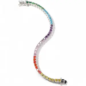 Unisex MDFUN3–4mm Colorful Cubic Zirconia Tennis Bracelet Fashionable Versatile Perfect Gift for Valentine’s Day Anniversary Birthday Christmas Thanksgiving New Year