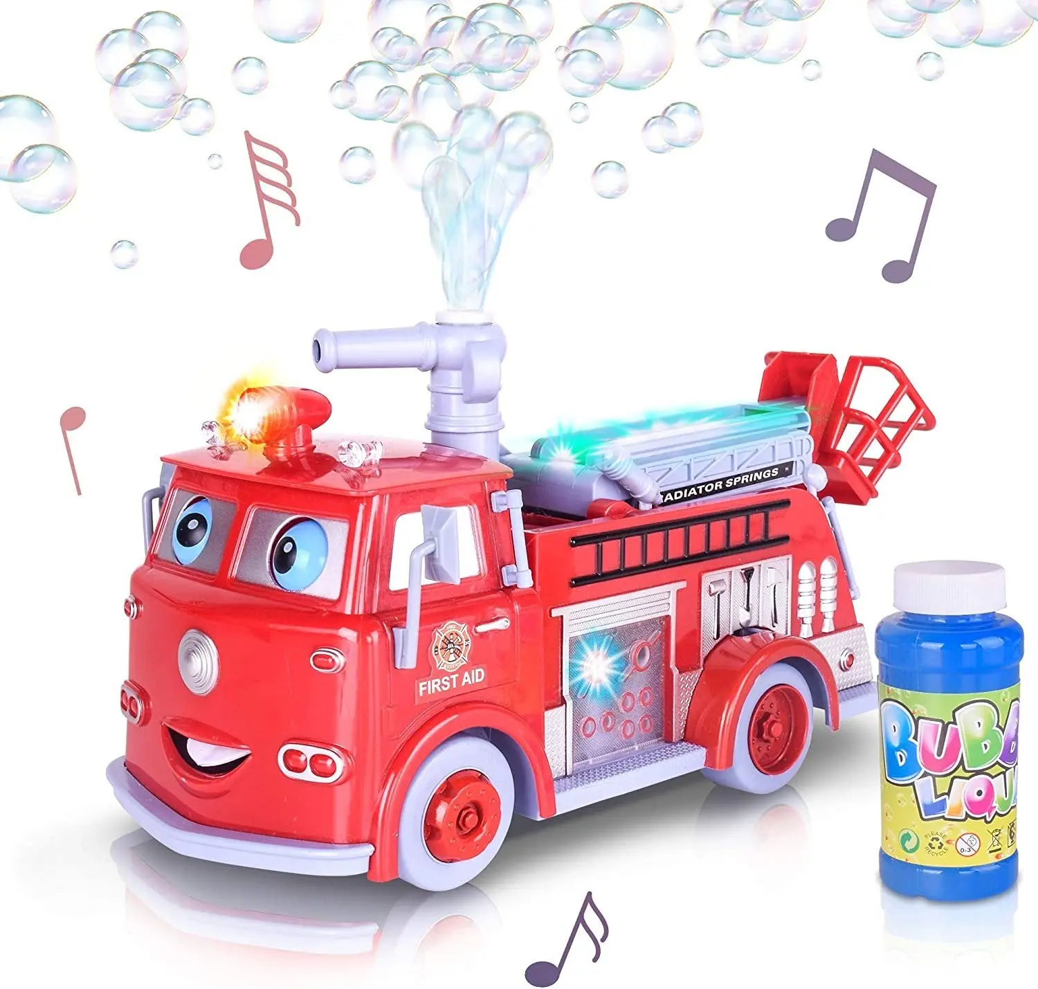 ArtCreativity Automatic Bubble Maker - Bubble Blower Maker Fire Truck/Train Model Toy Vehicles for Kids, LED Lights, Fun Siren Sounds, Bump & Go Function, 2 Options for Holidays, Birthdays, Imaginative Play