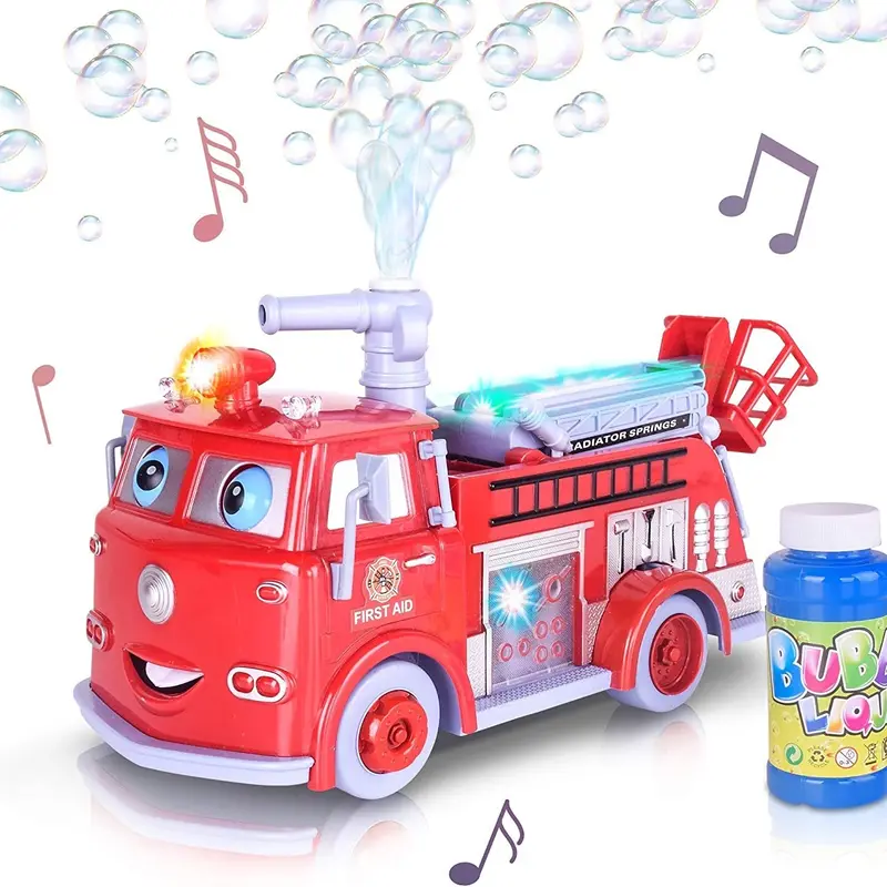 ArtCreativity Multifunction Bubbles Machine - Toddler Model Vehicle Toy with Bubble Blowing Fire Engine/Train Design, LED Lights, Siren Sounds, Bump-and-Go Movement, 2 Options, Battery-Powered Continuous Blasting for Birthdays, Party Play, Party Bubble Ma