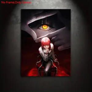 1 Piece/Set Frameless Canvas Painting Print Poster,Classic Dark Fantasy Bloody Anime Pop Art,Chainsaw Man Makima Eyes,Perfect Gift for Japanese Manga Lovers,Ideal Gift for Bedroom,Office,Living Room,Dorm Hallway,Kitchen,Mural,Wall Decoration,Room Decor