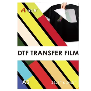 A-SUB DTF Transfer Film A3(11.7x16.5 Inch) - 100 Sheets Double Sided Matte DTF Transfer Film for Sumblimation or DTF Inkjet Printer, Direct to Film PET Transfer Paper for T Shirts Textile