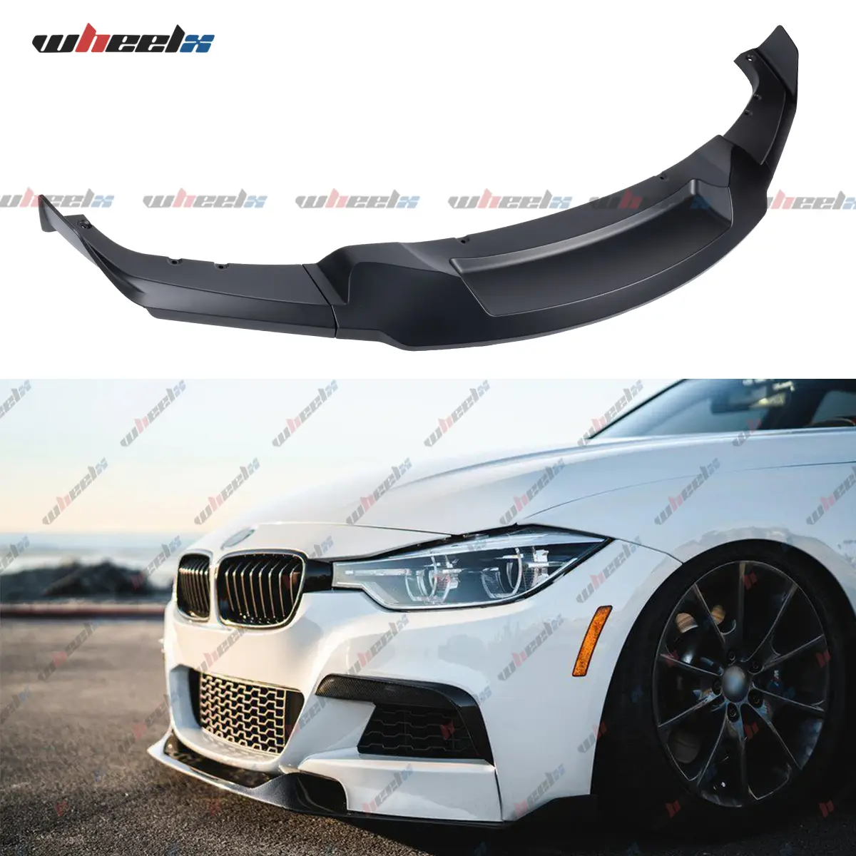 2012-2018 BMW F30 Sedan/F31 Wagon M Sport - 3-Pieces Front Bumper Splitter , Aerodynamics Lower Diffuser Spoiler, Aggressive Sporty Look, Direct Fit , Upgrade