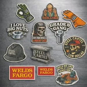 Steel Cartel Sticker Pack - 10 Unique Designs Including Grade 8 Gang & Welds Fargo - Perfect for Laptops, Luggage, and More