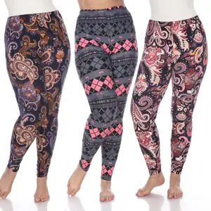 212 MAIN Women's Athleisure Fitness Leggings - Traditional Grey Full-Length Tight Bottoms, 1 Pack of 3, Plus-Size 1-Size Fit