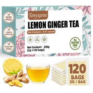 120-Count Organic Lemon Ginger Tea Bags (2g Each) | 100% Natural Lemon & Ginger | Caffeine/Sugar/Gluten-Free Vegan Tea | Supports Digestive Comfort, Antioxidants & Vitamin C | Individually Wrapped Eco-Friendly Bags