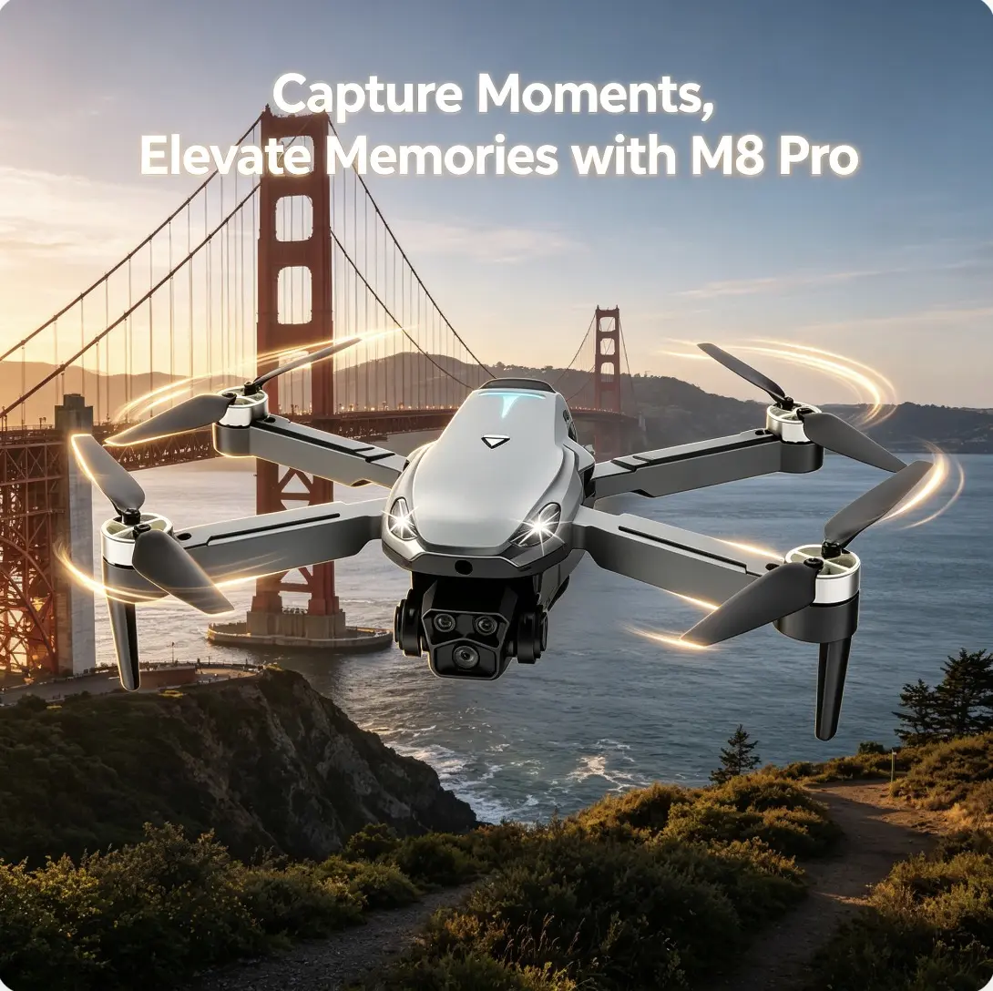 2026 M8 Pro Drone – 4K EIS Camera, GPS & 5G WiFi FPV, Brushless Motor, Optical Flow Hover, Smart Obstacle Avoidance, Auto Return, 360° Stunt Roll, Dual Batteries Included