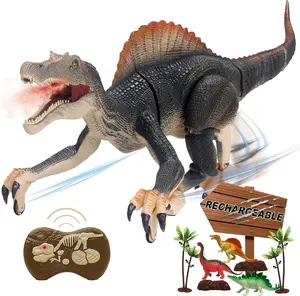 Springtok Remote Control Dinosaur Toys for Boys Electronic RC Spray Raptor Toy 2.4Ghz LED Lightup Walking Roaring Jurassic Spinosaurus Dino Rechargeable Birthday Gift for Kids 3 4 5 6 7 8 Years Old