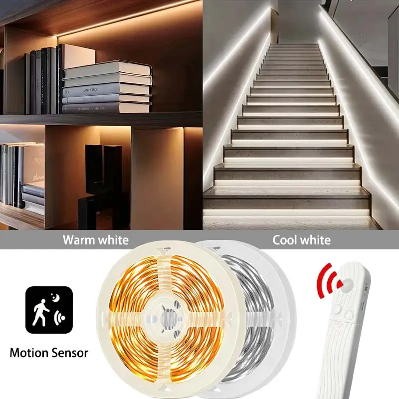 1pc LED Motion Sensor Light Strip, Interior Led Lighting, Warm 2835 Leds, Automatic On/off, Warm White Light, Led Lights Bedroom, Ideal for Bedroom, Stairs, Porch, Closet, Cabinet (no Battery Included)