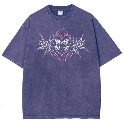 Men's Oversized Round Neck 2000s Pink Tribal Kitten Graphic Cotton Tee - 90s Vintage Streetwear Top for Vacation Outfits, 2000S Shirts
