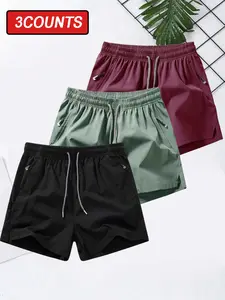 Men's Quick-dry Sports Shorts, Breathable Athletic Shorts, Breathable Moisture-wicking Fabric, Solid Colors and Pockets, Are Non-stretchy and Regular Fit, Suitable for Beach Activities and Running, Ideal for Summer Casual Wear
