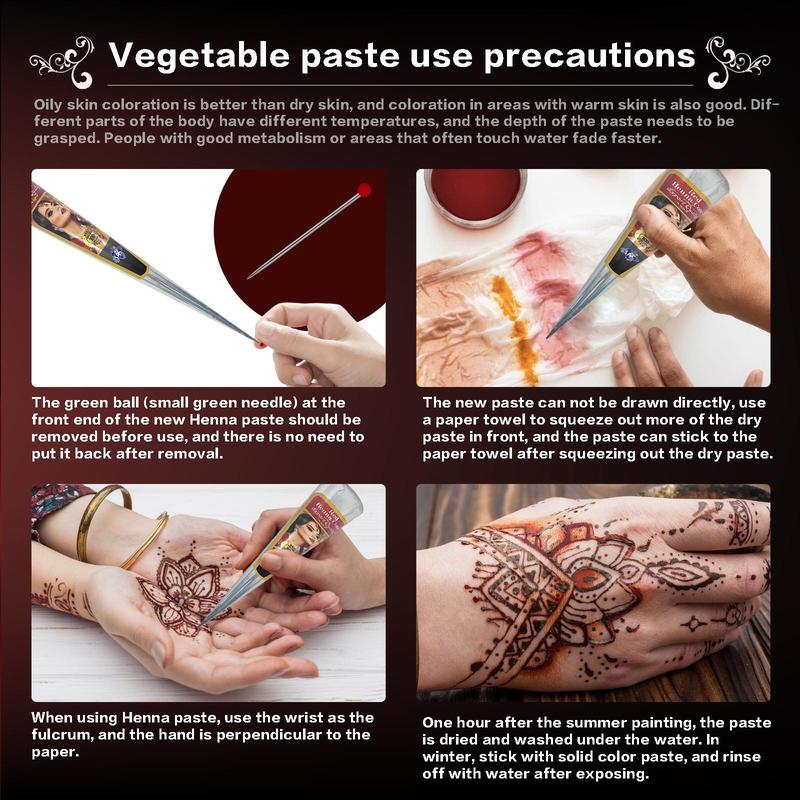 100% Natural Temporary Henna Tattoo Cream Cone | 1 Cone 31g | Body Paint Tattoo Freckles (Reddish Brown) men woman forearm tribal wolf 7-15 day tatuajes temporales Waterproof Angel and Flower Tattoos tattoo  artist  tools