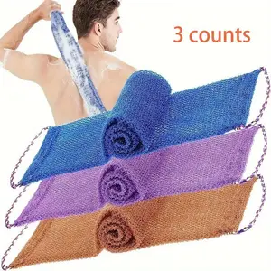 African Exfoliating Mesh Sponge, 3 Counts/set Body Scrubber for Smooth Skin, Exfoliating Back Washcloth, Long Bath & Back Scrubbing Cloth for Home Bathroom Dormitory Salon Hotel, Gift for Girlfriend, Exfoliating Net Loofah, Exfoliating Bath Tool