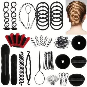 81Pcs Hair Bun Maker Braid Tool Set Clip Donut Sweet Roll Hairpin Flower Bud Hair Braider Bridal Hair Accessories Styling Tools Twist Braid Headband