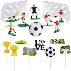 XY-SO24 18 Pieces Soccer Cake Topper Decorations Soccer Ball Cupcake Topper Soccer Player figure for Soccer Birthday Party Sport Party Football Theme Party Supplies for Men Boy