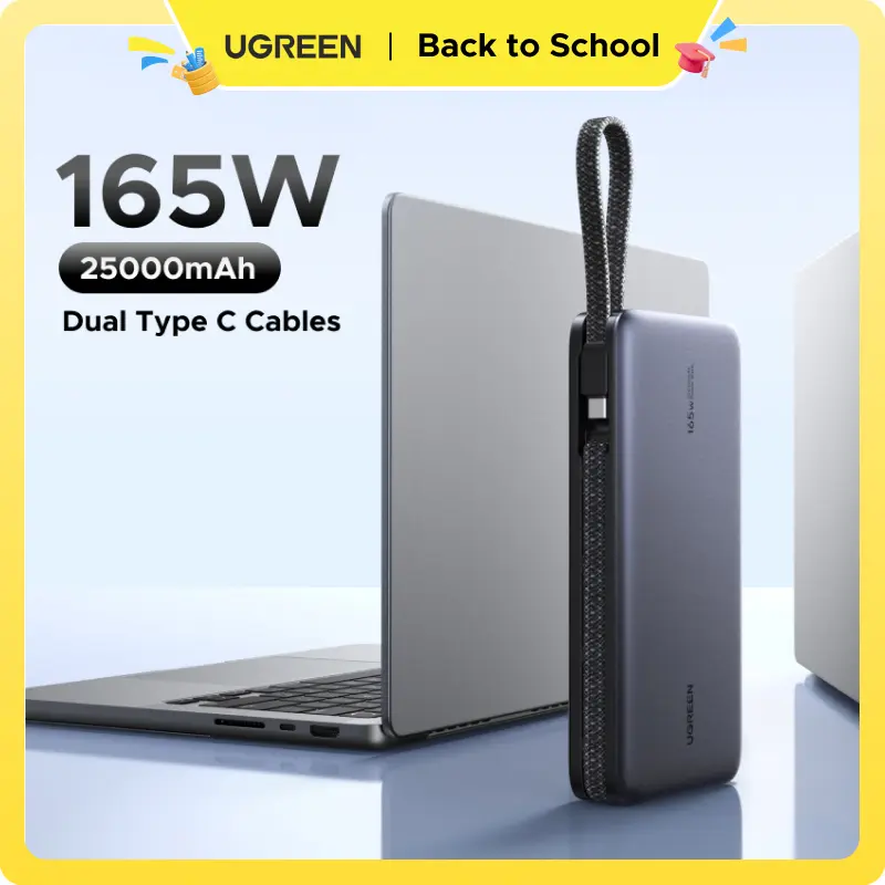 UGREEN Power Bank Bundle - 25000mAh PD145W & 20000mAh PD100W Fast Charge Portable Batteries, Type-C Cable for iPhone 17/16 Pro Max, Travel Gadgets, Back to School Haul EDC Everyday Carry Accessories