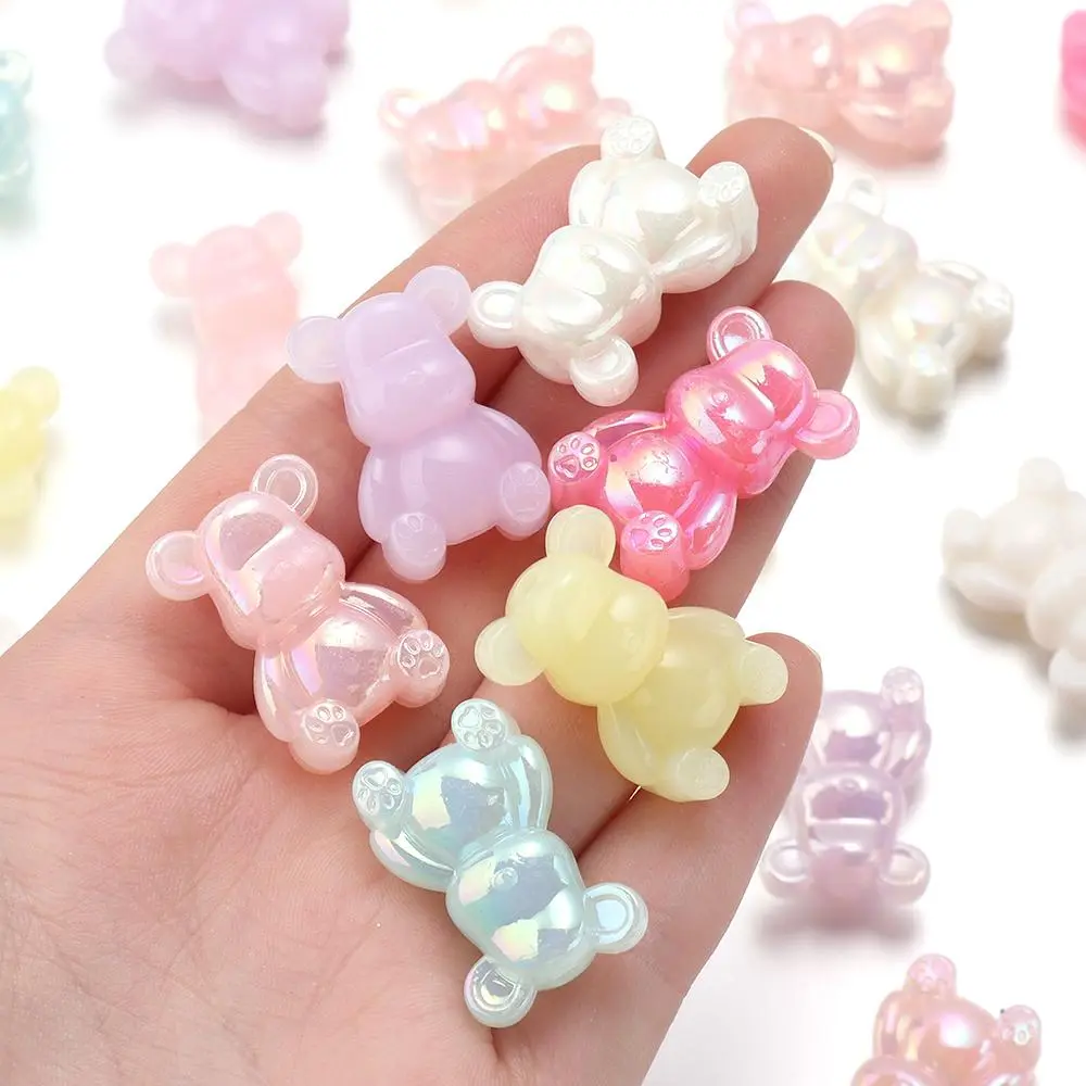 10pcs/Lot Colorful Cute Cartoon  Bear Shape AB Color Acrylic Beads for Jewelry Making Loose Beads DIY Bracelet Necklace