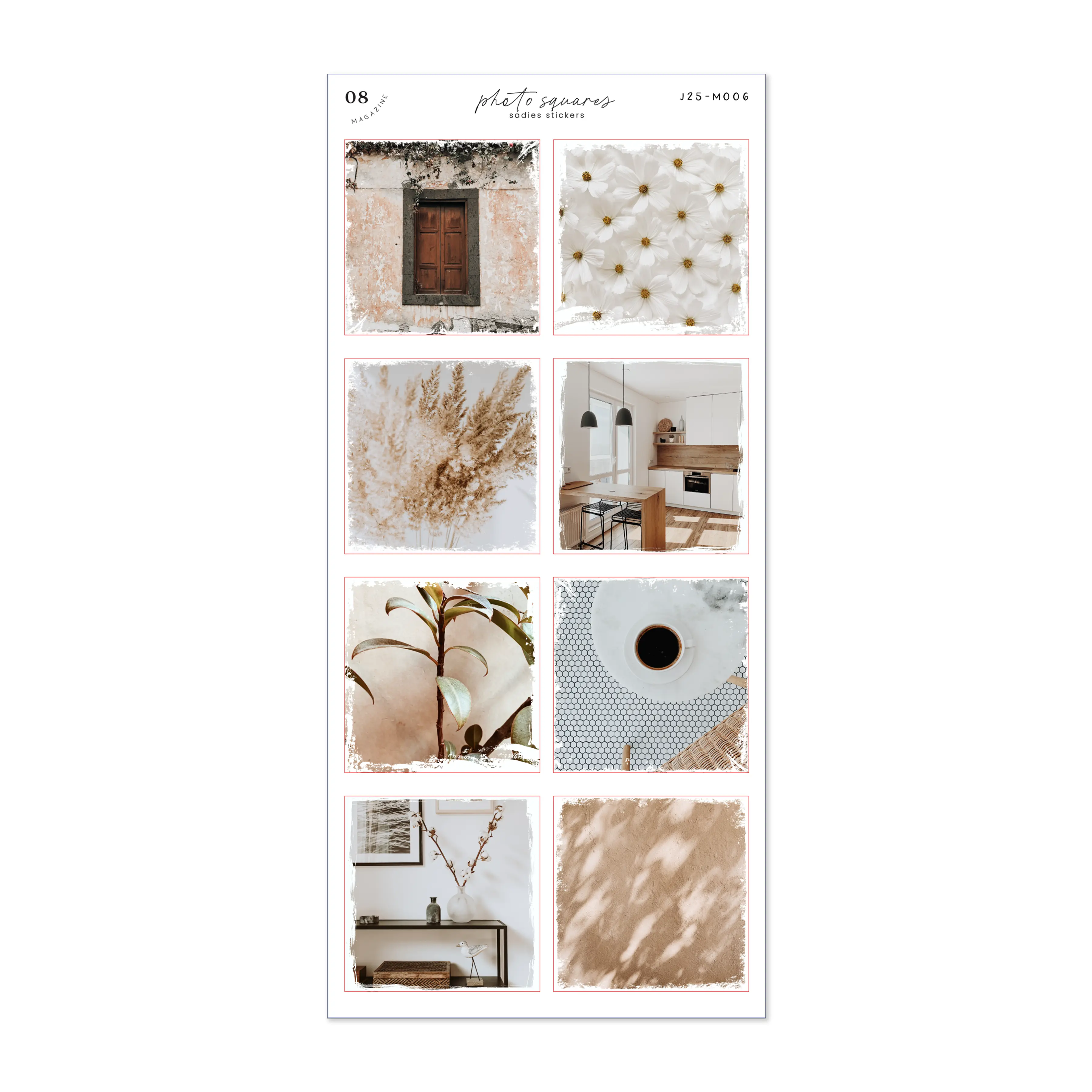 Photo Squares • Magazine | Sticker Sheet for Journals, Bullet Journal, Planner, or Scrapbook in Washi or White Paper