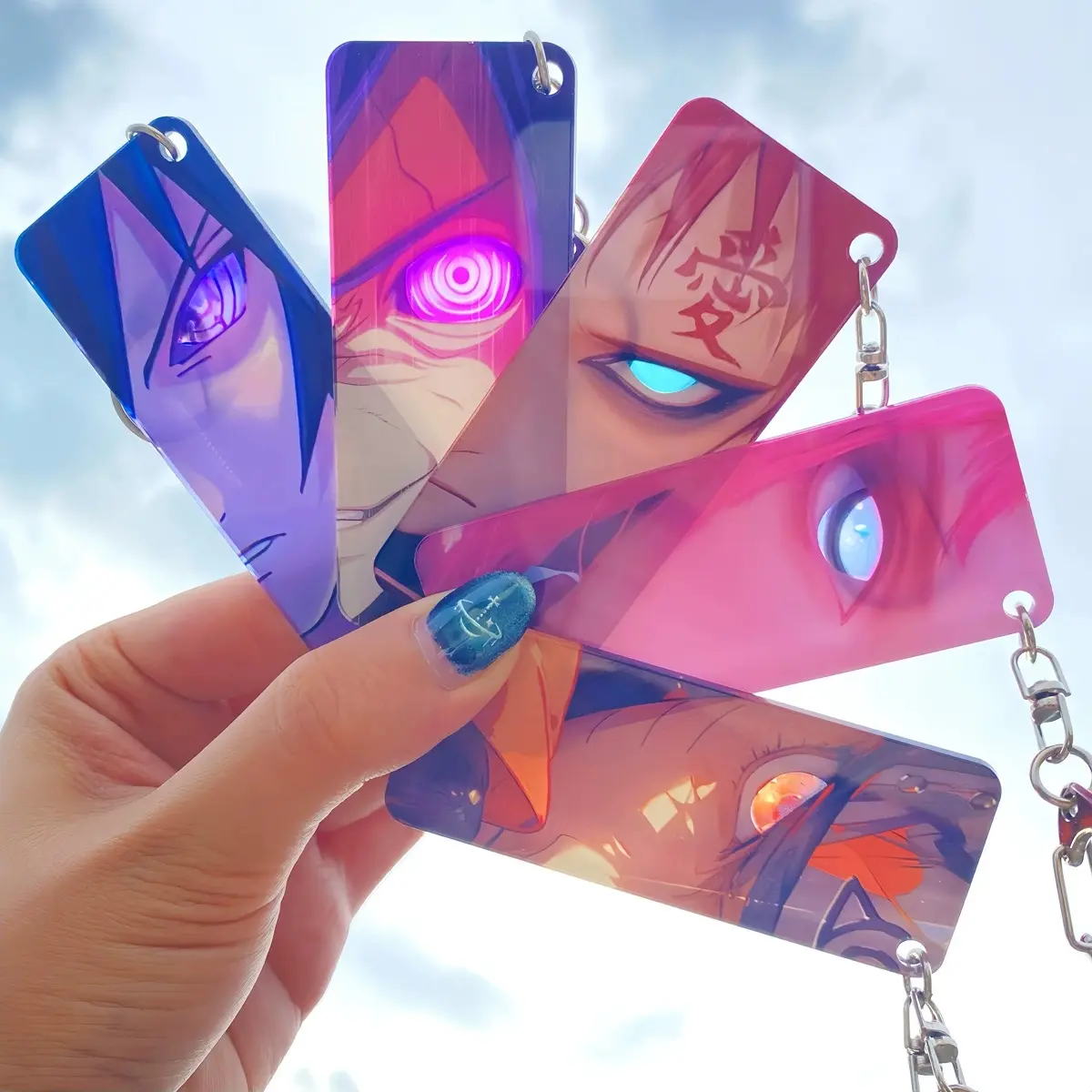 Naruto Anime Characters Eye Color Change Acrylic Keychain Hanger Decoration Cute Cartoon Character Key Ring for Otaku Fans