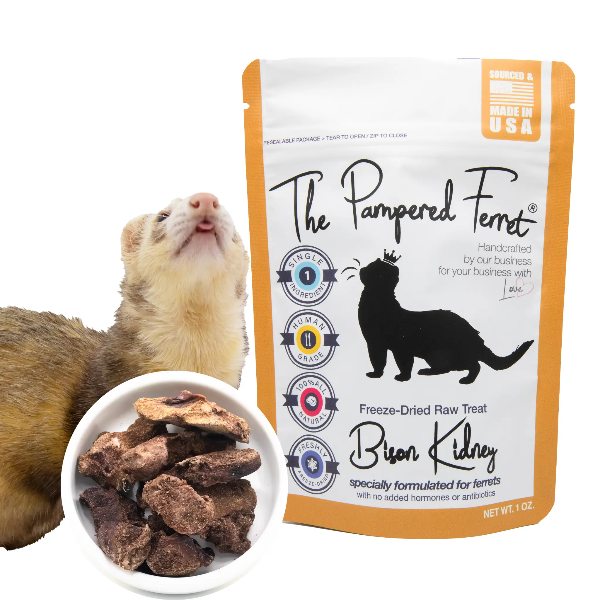 Freeze-Dried Raw Bison Kidney Treat for Ferrets