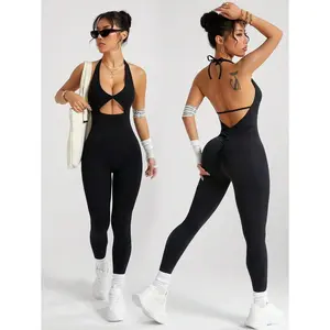 Seamless High Elasticity Racerback Sports Jumpsuit With Lifting Effect