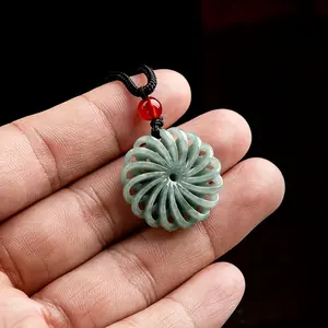 1 Piece Natural Stone Windmill Transport Wheel Pendant Necklace Accessory, Natural Stone Bean Seed Transport Wheel Sweater Chain Unisex Necklace Jewelry Holiday, Pendant Accessory, Sweater Chain, Bohemian Style