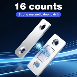 16 Counts Cabinet Magnetic Catch without Punching, Rust-Resistant Steel for Long-Lasting Use