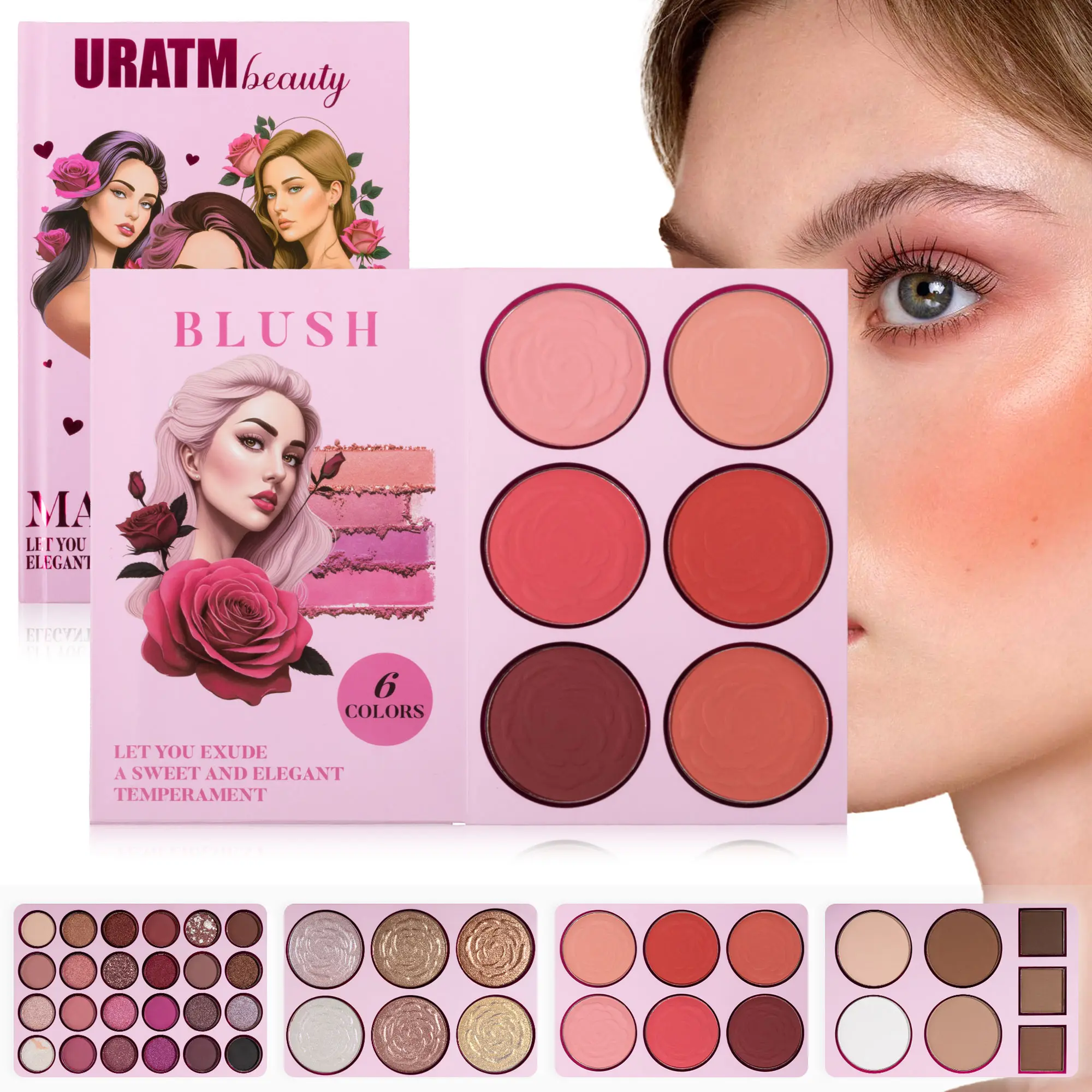 43-Color FlipBook Palette: 4-Tier Matte-Pearl Eye Shadow & Blush System - All-in-One Contour Highlight Compact with Eyeshadow Makeup U103A eyeshadow palette