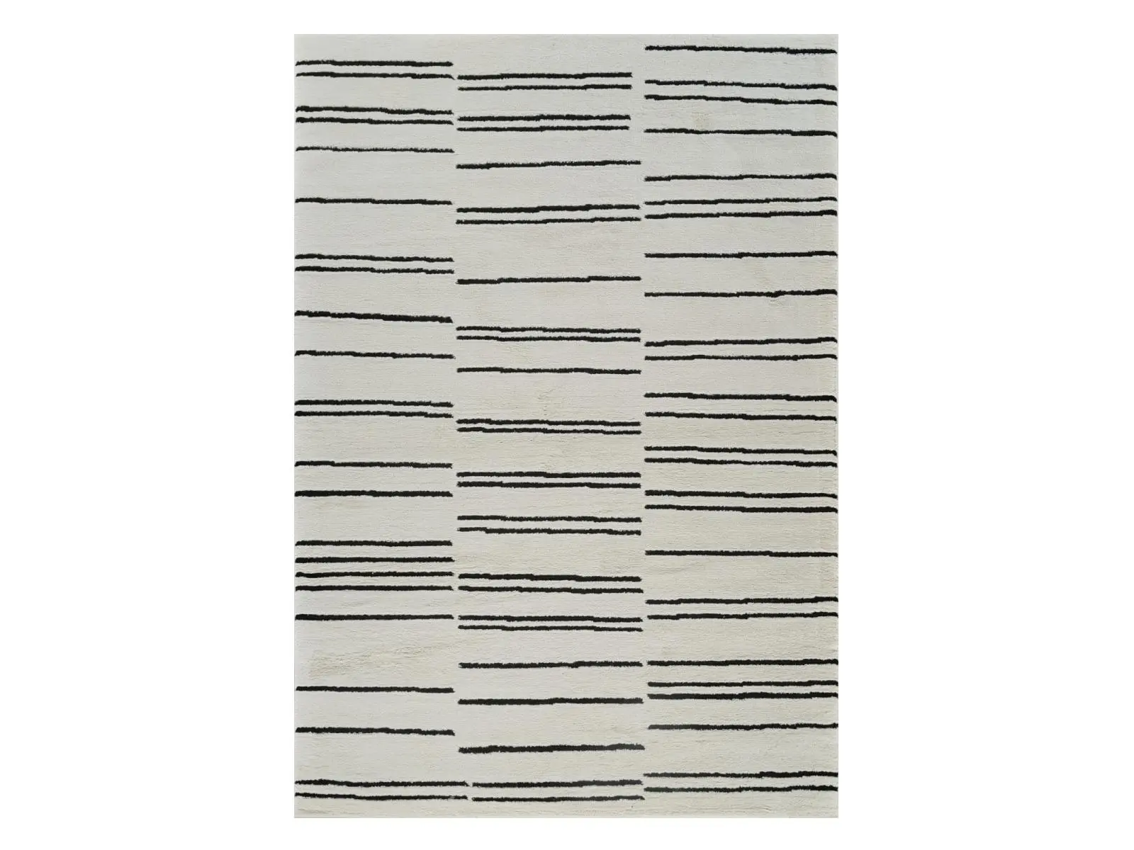 212 MAIN 4x6 ft. Stain-Proof Modern Machine-Woven Abstract Lines Distressed Indoor Cream & Black Rectangle Area Rug