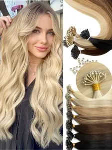 30G Bead Nano Ring Hair Extensions, Real Hair Extensions, Virgin Human Hairpiece, Smooth&Human Hairy, Soft&Long-lasting, 50 Strands/pack, Black Brown Blonde and Highlight, Pre-bonded Natural Straight Hair, 30.48cm-55.88cm Long