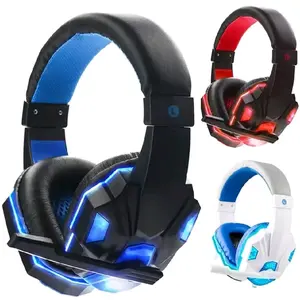3.5mm LED Gaming Headset - High-Resolution Noise-Reducing Microphone, Immersive Bass Stereo Headphones for PS5, PS4, Xbox Series X/S, PC, Switch - Vibrant LED Lights, Braided Aux Cable - Available In Blue, Red, White Colors With High Definition Microphone