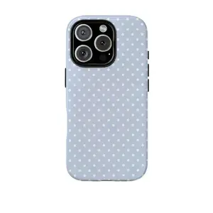 Light Blue Polka Dots Phone Case Cover for iphone 17 phone case 16 pro max 15 Plus 14 13 12 11 Cute, clear, military-grade, high-end, durable, shockproof, and drop-resistant 2-in-1 glossy phone case