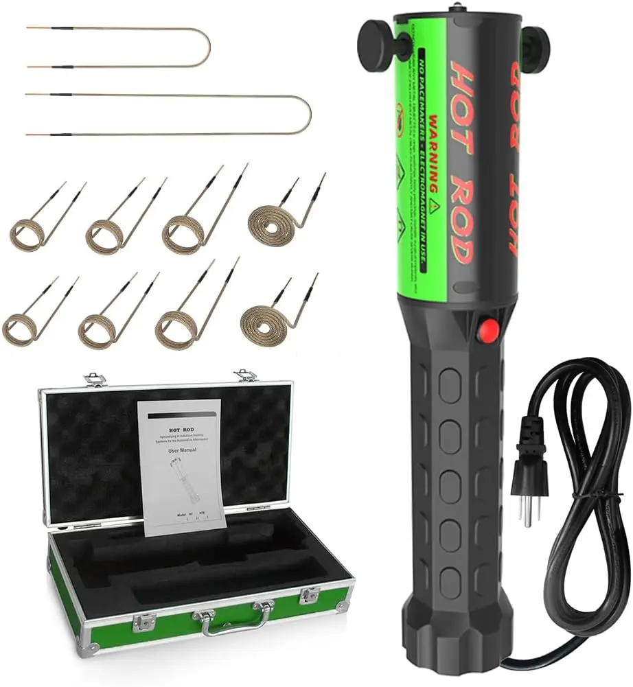 Solary High-Intensity Magnetic Induction Heater, Handheld Bolt Heating Removal Tool with 10 Coils, Cooling Fan, LED Lighting, Portable Tool Box for Automotive Repairs, Heat-Treating Small Metal Parts, Electromagnetic Fields