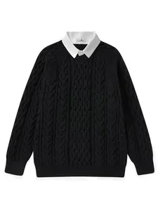 Men's   Patchwork  Knit Sweater, Regular Fit Casual Comfy Long Sleeve Jumper for Fall & Winter, Men's Knitwear for Daily Wear, Casual Fashion Knitwear