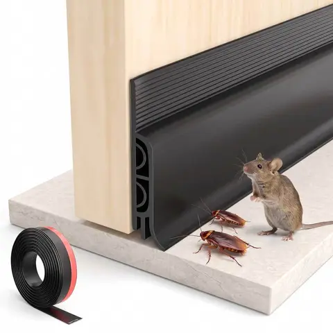 39" Black Door Draft Blocker - Under Door Gap-Sealing Sweep for Basement, Heat/Cold Barrier, Soundproofing, Easy Installation Draught Excluders & Seals