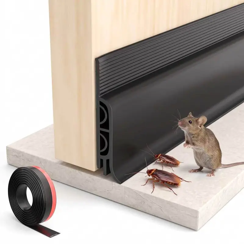 39" Black Door Draft Blocker - Under Door Gap-Sealing Sweep for Basement, Heat/Cold Barrier, Soundproofing, Easy Installation Draught Excluders & Seals