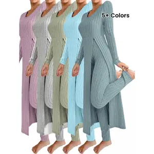 [Plaid Two-Piece] Two-Piece Set Round Neck Split Long  Top and Pants |   Design Sensation with Plaid/Autumn Style  Elastic Waist Yoga Pajama Lettuce Trim tight Women's  Workout Crop Top Flag Print Hoodie Sleeve zipper tracksuits men woman lounge fishing M