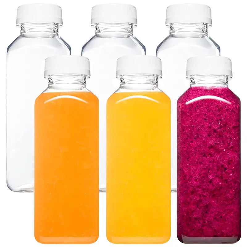 6Pcs/Set 12 Oz Plastic Juice Bottles with Caps,Reusable Juicing Bottles,Clear Drink Containers with Lids for Juicing,Smoothie and Other Beverages,Christmas Party Gifts,Hand Tools Kits
