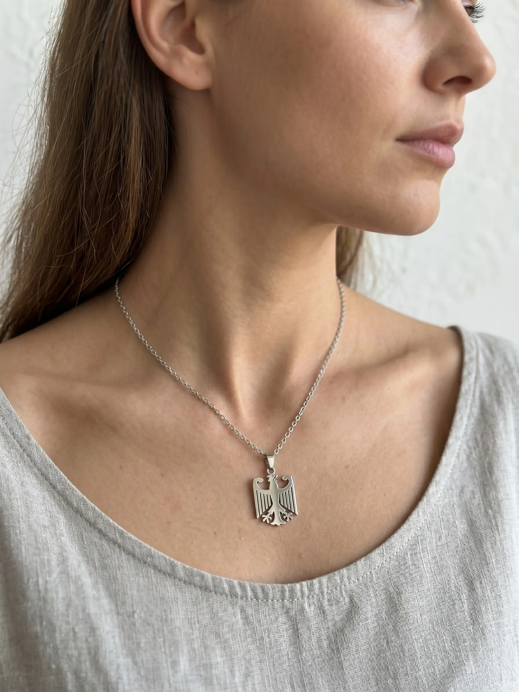 1pc German Coat of Arms Eagle Fashion Accessory Chain Necklace, Timeless & Bold, Hypoallergenic Stainless Steel, Perfect for Patriotic Events & Daily Wear