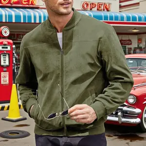 Men's Casual Varsity Jacket Vintage Lightweight Suede Bomber Jackets Classic Fabric Menswear Soft Chino Coats Chino Coats Chino Coats Fashion Stylish