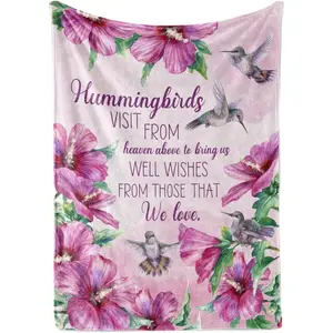 Hummingbird Throw Blanket - Flannel Blanket for Hummingbird Lovers for Christmas, Birthday, Thanksgiving - 50" x 65" - Pink