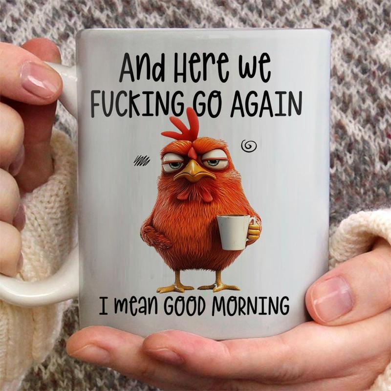 GEEK BAR Funny Mug Here We Go Again I Mean Good Morning Ceramic Coffee Mug scs10040 Classic Drinkware Cup Humorous Design for Coffee or Any Beverage