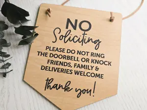 No Soliciting Hanging Door Sign No Soliciting Hanging Door Sign