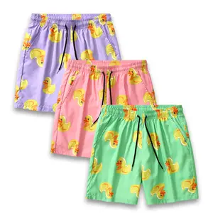 Fun 3-Pack Men's Duck Print Shorts Featuring Elastic Waistbands and Drawstring Design Perfect for Casual Summer Vibes and Beach Vacation Outfits