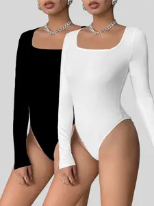 Women's Two-Piece Set, New Pure Color Long Sleeve Slim Fit Top, Highlight Waistline, Comfortable Women's Clothing