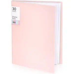 Binder with Plastic Sleeves, Portfolio Folder with Clear Sheet Protectors, Display 60 Pages Book, Presentation Book for Artwork, Document Organizer, 1 Pack (Pink)